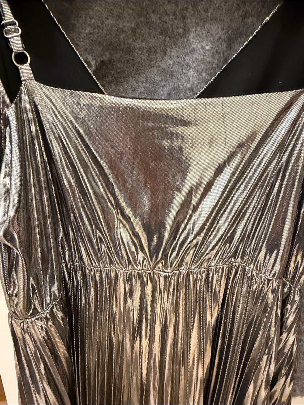 All Saints Metallic Silver Pleated Maxi Dress - Picture 5 of 10